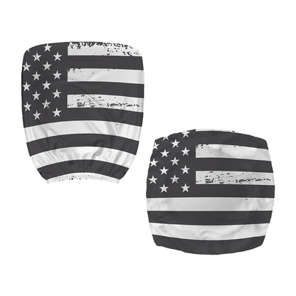 Grey And White American Flag Print Office Chair Cover