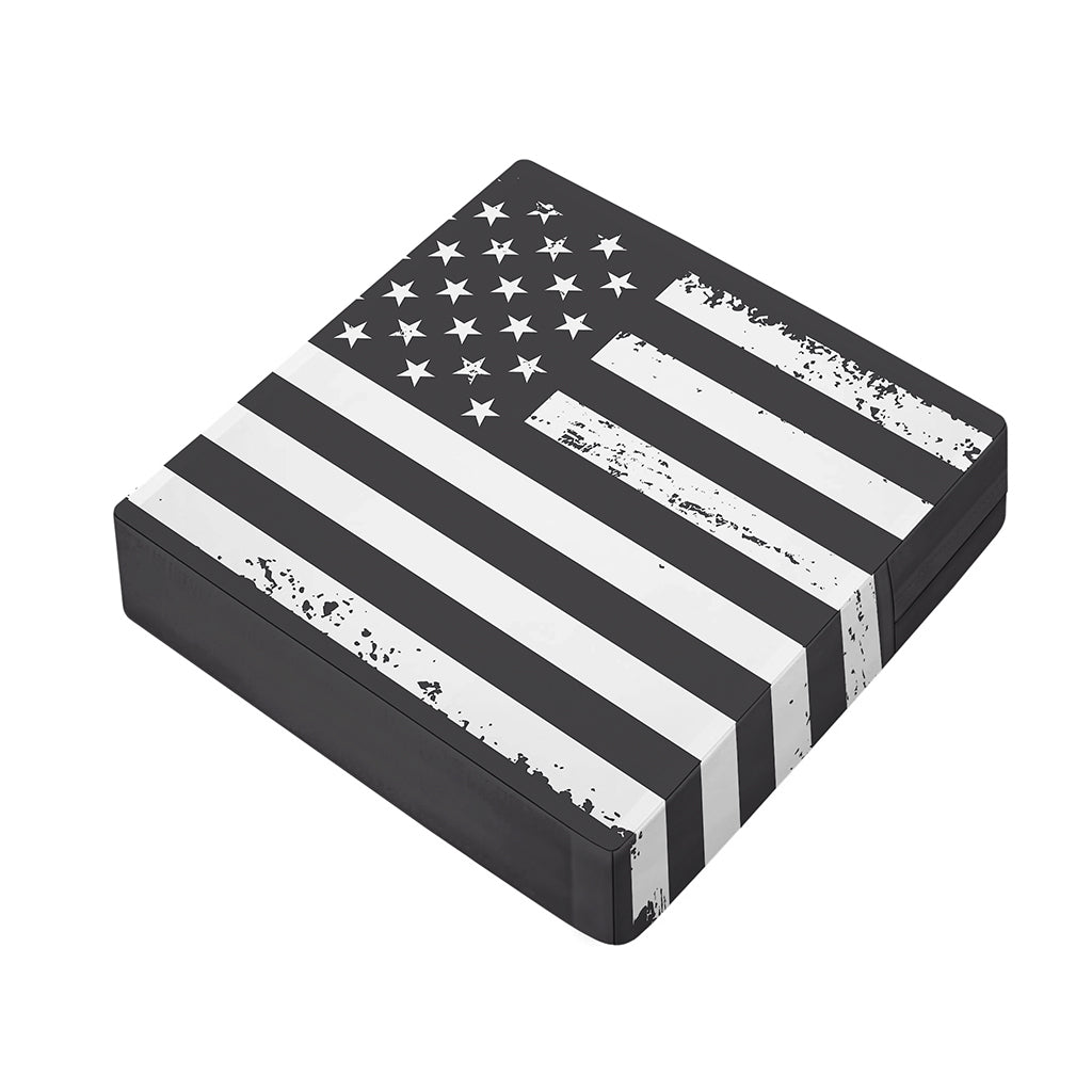Grey And White American Flag Print Outdoor Seat Cushion Cover