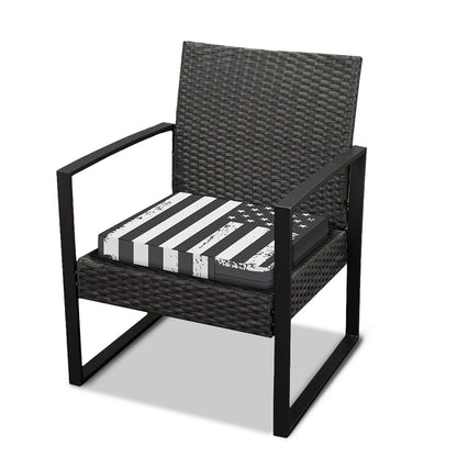 Grey And White American Flag Print Outdoor Seat Cushion Cover