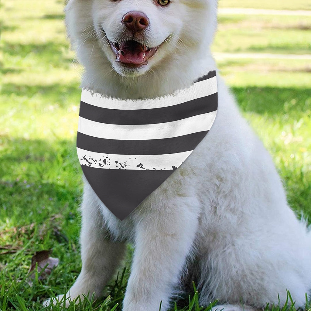 Grey And White American Flag Print Over The Collar Dog Bandana
