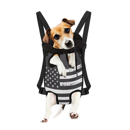 Grey And White American Flag Print Pet Carrier Backpack