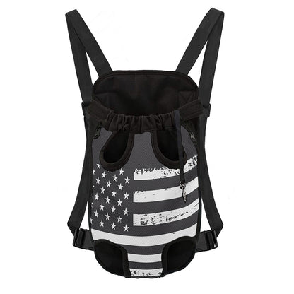 Grey And White American Flag Print Pet Carrier Backpack