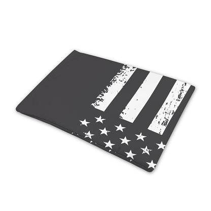 Grey And White American Flag Print Pet Cooling Mat Cover