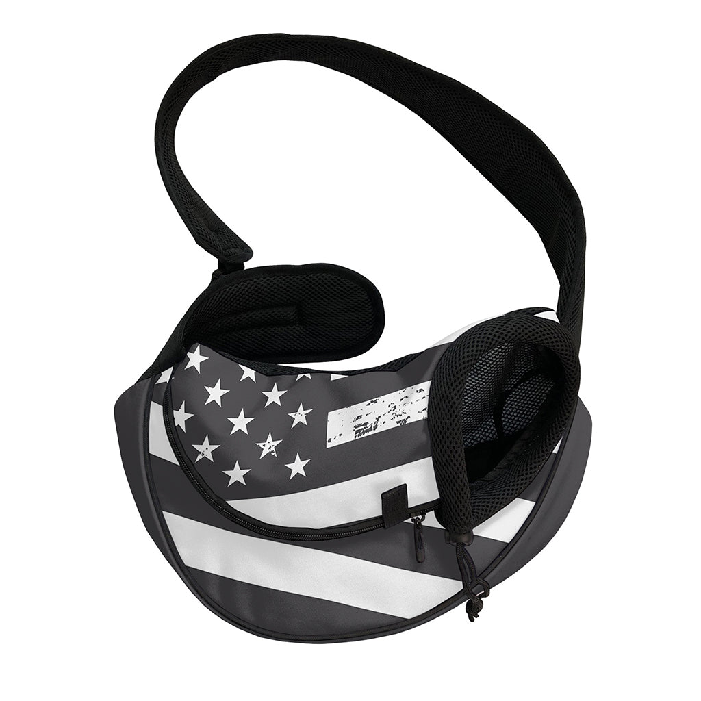 Grey And White American Flag Print Pet Sling Carrier