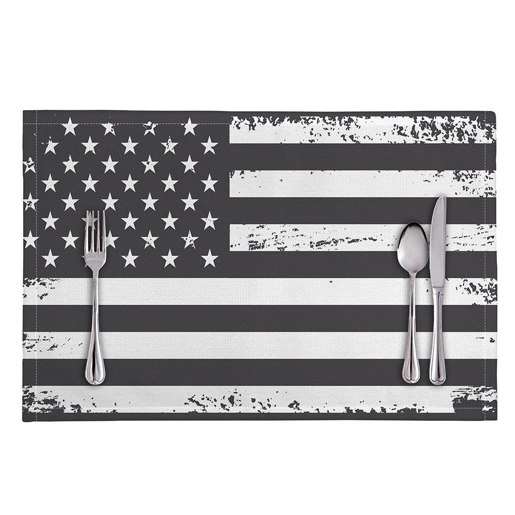 Grey And White American Flag Print Placemat