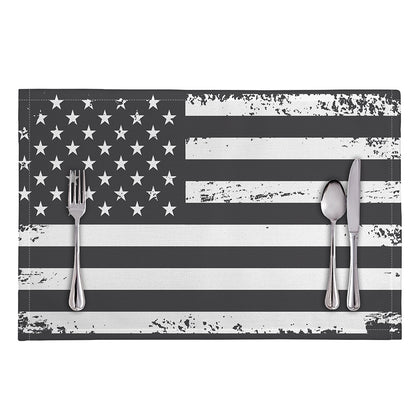 Grey And White American Flag Print Placemat