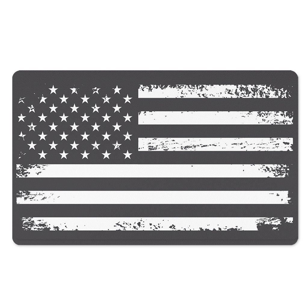 Grey And White American Flag Print Polyester Doormat