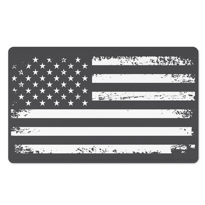 Grey And White American Flag Print Polyester Doormat