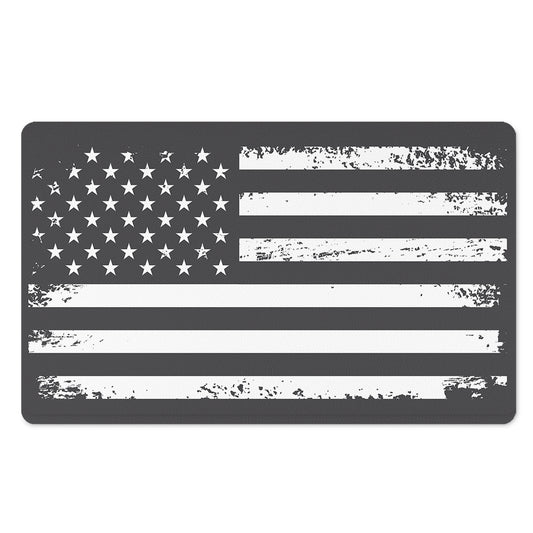 Grey And White American Flag Print Polyester Doormat