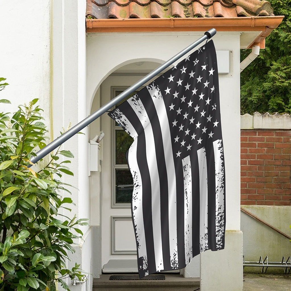 Grey And White American Flag Print Polyester Flag
