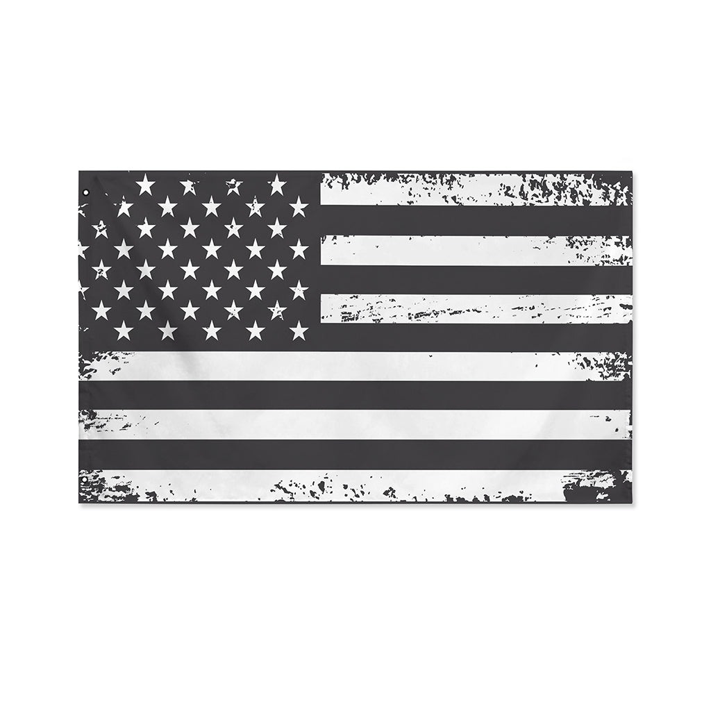 Grey And White American Flag Print Polyester Flag