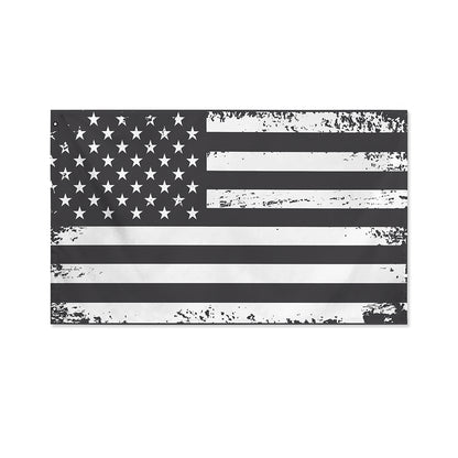 Grey And White American Flag Print Polyester Flag