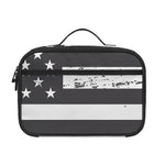 Grey And White American Flag Print Portable Lunch Bag