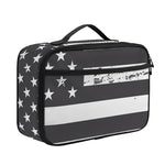 Grey And White American Flag Print Portable Lunch Bag