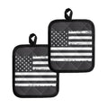 Grey And White American Flag Print Pot Holders