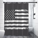 Grey And White American Flag Print Premium Shower Curtain