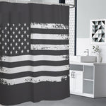 Grey And White American Flag Print Premium Shower Curtain