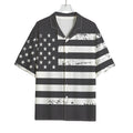 Grey And White American Flag Print Rayon Hawaiian Shirt