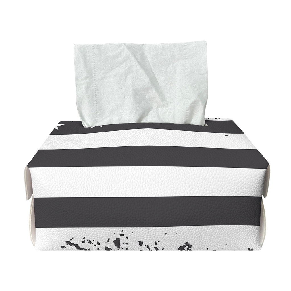 Grey And White American Flag Print Rectangle Tissue Box Cover