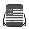 Grey And White American Flag Print Rectangular Crossbody Bag