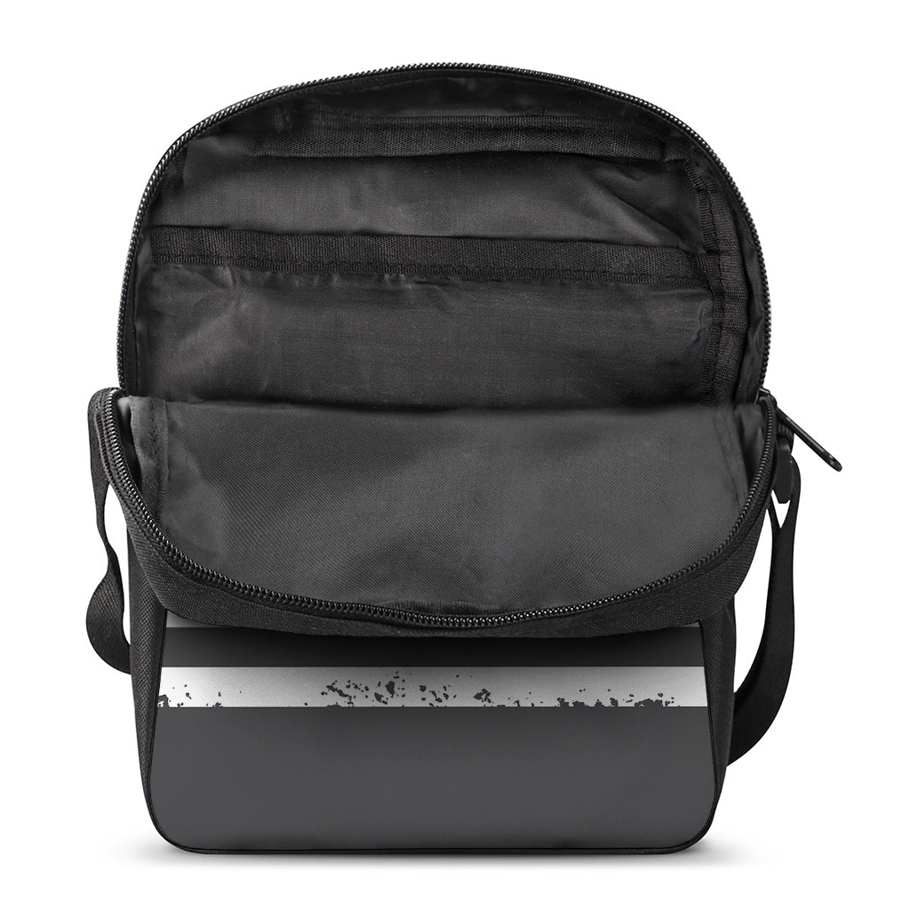 Grey And White American Flag Print Rectangular Crossbody Bag