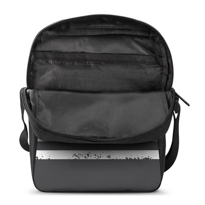 Grey And White American Flag Print Rectangular Crossbody Bag