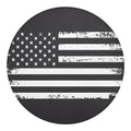 Grey And White American Flag Print Round Blanket