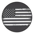 Grey And White American Flag Print Round Floor Mat