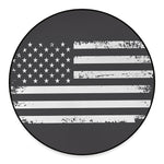 Grey And White American Flag Print Round Floor Mat