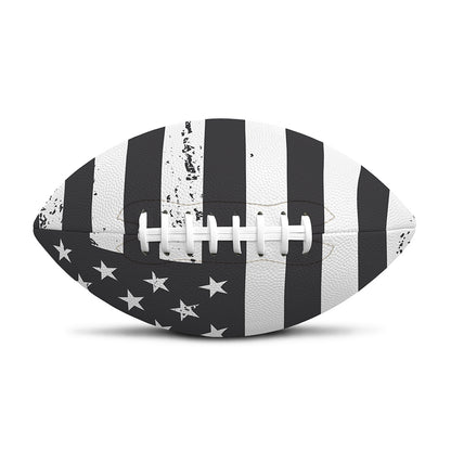 Grey And White American Flag Print Rugby Ball