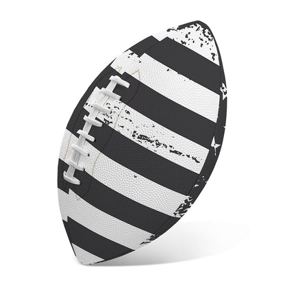 Grey And White American Flag Print Rugby Ball