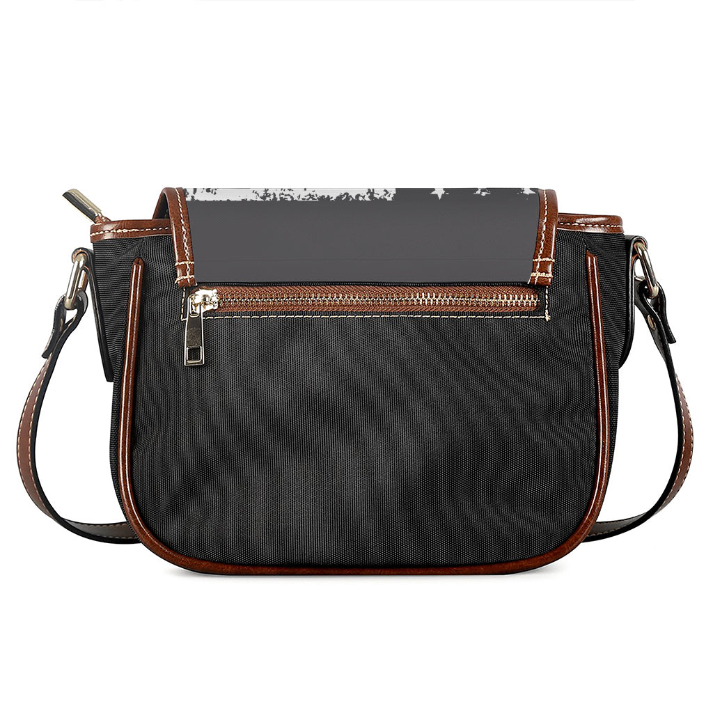Grey And White American Flag Print Saddle Bag
