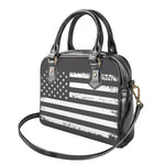 Grey And White American Flag Print Shoulder Handbag