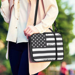 Grey And White American Flag Print Shoulder Strap Bible Bag