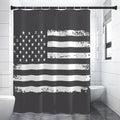 Grey And White American Flag Print Shower Curtain