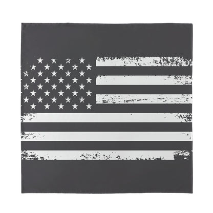 Grey And White American Flag Print Silk Bandana