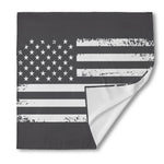 Grey And White American Flag Print Silk Bandana