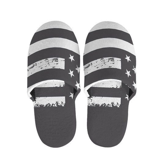 Grey And White American Flag Print Slippers