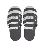 Grey And White American Flag Print Slippers