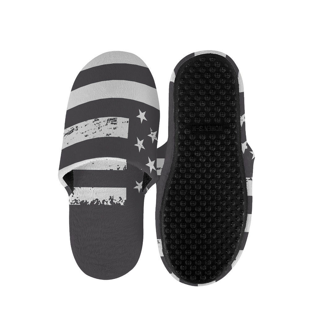 Grey And White American Flag Print Slippers
