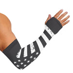 Grey And White American Flag Print Sun Protection Arm Sleeves