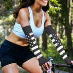 Grey And White American Flag Print Sun Protection Arm Sleeves