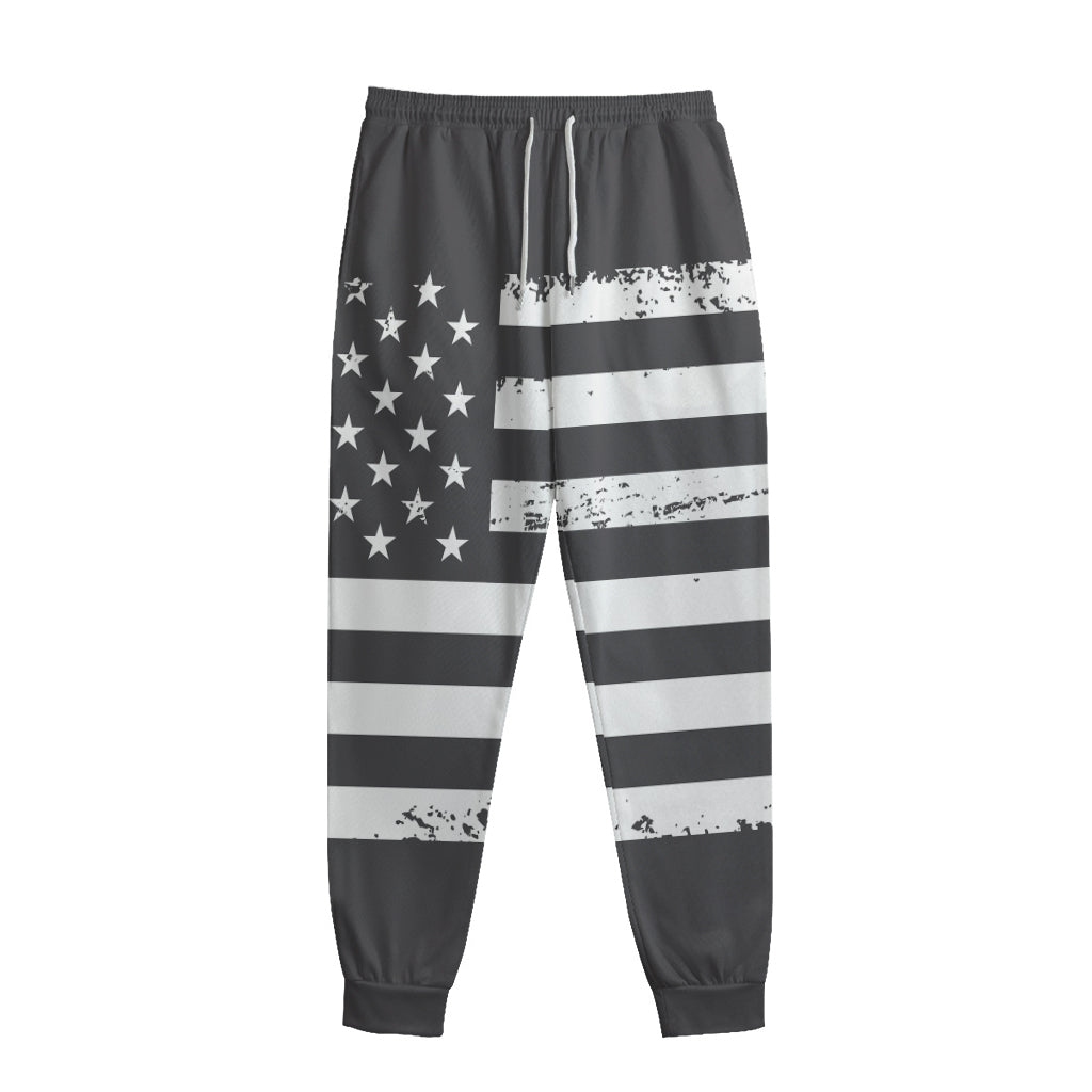 Grey And White American Flag Print Sweatpants