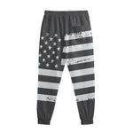 Grey And White American Flag Print Sweatpants