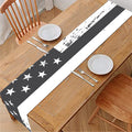 Grey And White American Flag Print Table Runner