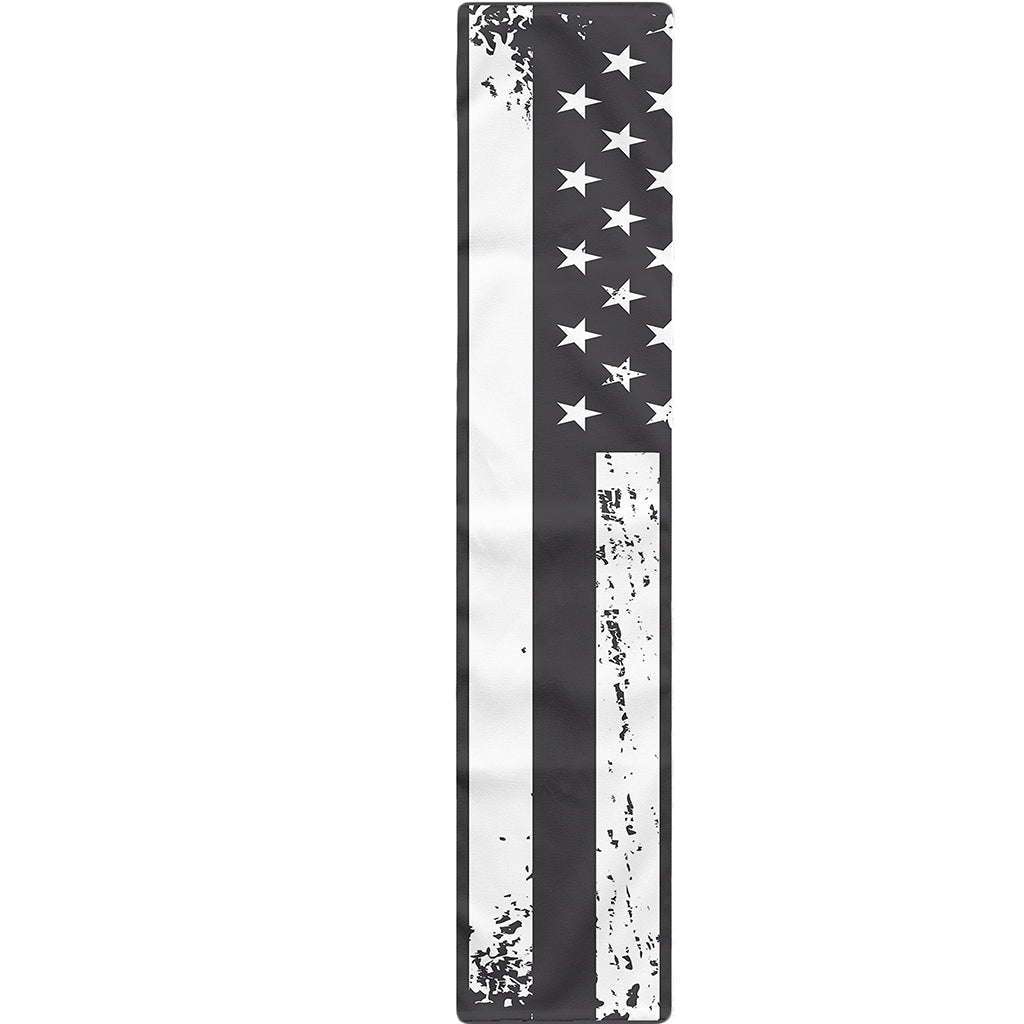 Grey And White American Flag Print Table Runner