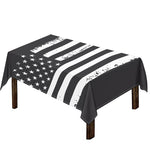 Grey And White American Flag Print Tablecloth