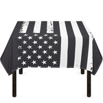 Grey And White American Flag Print Tablecloth