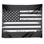 Grey And White American Flag Print Tapestry