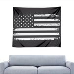 Grey And White American Flag Print Tapestry